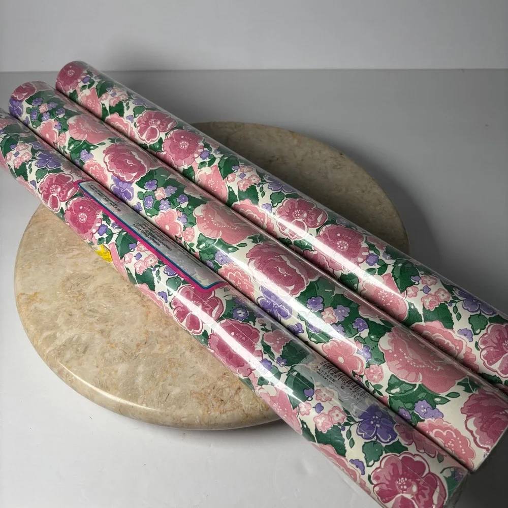 Con-Tact Shelf Liner 19yds Pink English Rose Floral Vintage 1991 Self-Adhesive
